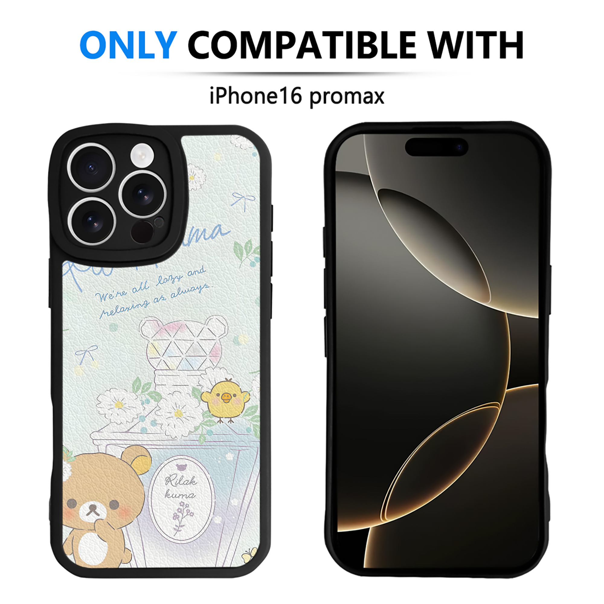 （画像用） リラックマ リラックマ キイロイトリ Rilakkuma Korilakkuma Kiiroitori 【iPhone 16シリーズ対応】シリコンスマホケース（レザー調） 材質：シリコン